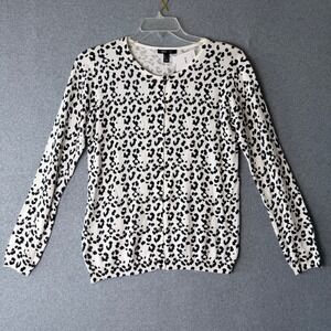 MNG Suit Cardigan Ontario Women's Large Leopard Print Button Front Black White